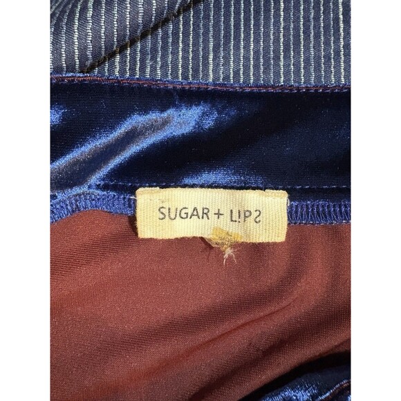 Sugar + Lips Velvet Top Women XS/S Blue Off Shoulder Party Whimsy Goth Y2K - Picture 4 of 8